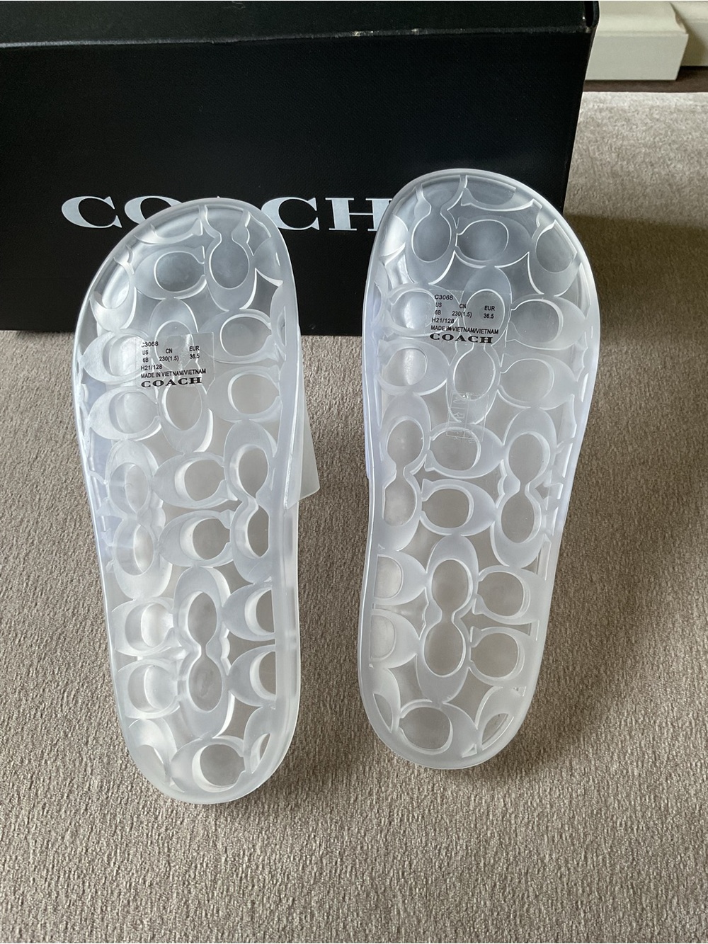 Coach Translucent White Logo Slide Sandals - Picture 6 of 7